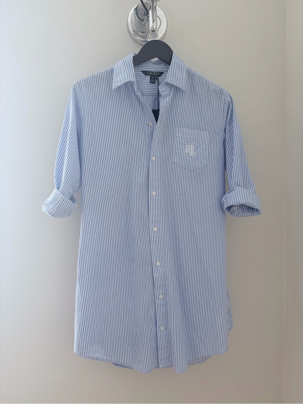 NWT Ralph Lauren Striped Cotton Poplin Sleep Shirt